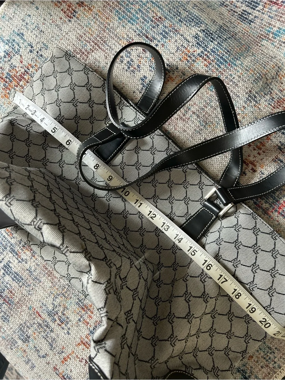 Ralph Lauren Black and Cream Monogram Shoulder Tote